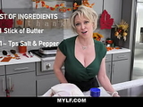 Blonde stepMom Lets StepSon Stuff Her Turkey
